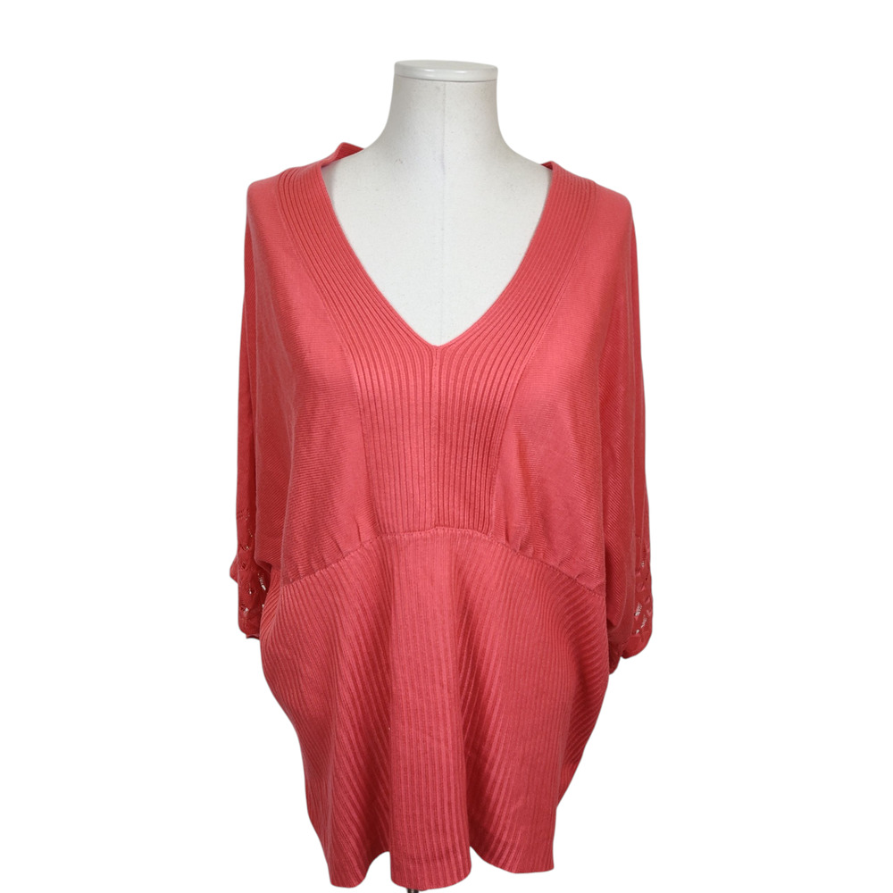 Lane Bryant Sweater Womens Plus 18/20 Coral V Neck Dolman Sleeve Pullover Ribbed